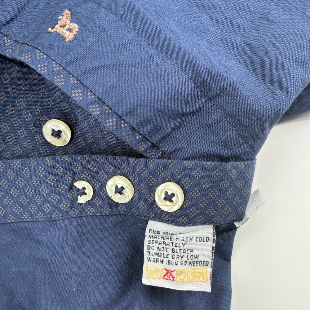Resistol PBR XL Navy Blue Geometric Western Shirt Cactus Ropes Gear Patches - Picture 5 of 8